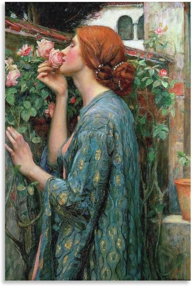 Woman smelling Roses